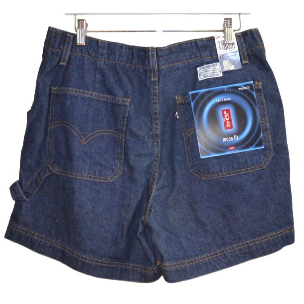 LEVIS blue high rise loose fit carpenter jean shorts 5" inseam Women's 10, NEW